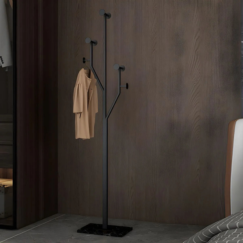 Glam Metallic Branch-Style Coat Rack with Stone Base