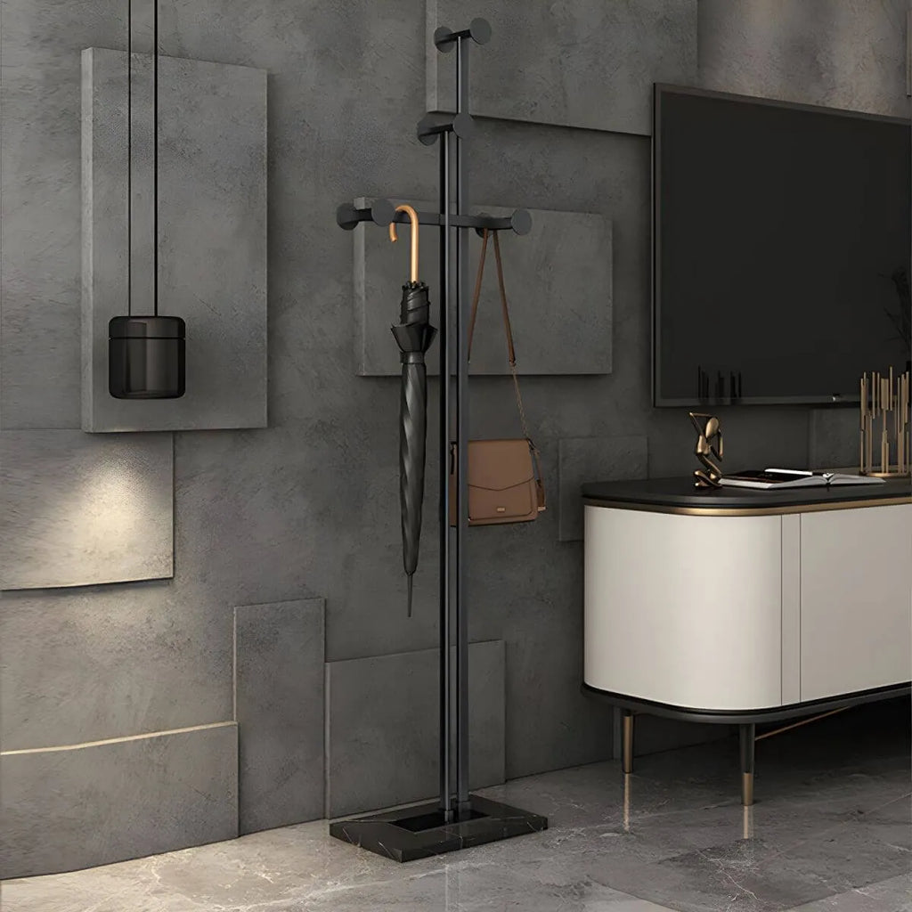 Glam Metallic Branch-Style Coat Rack with Stone Base