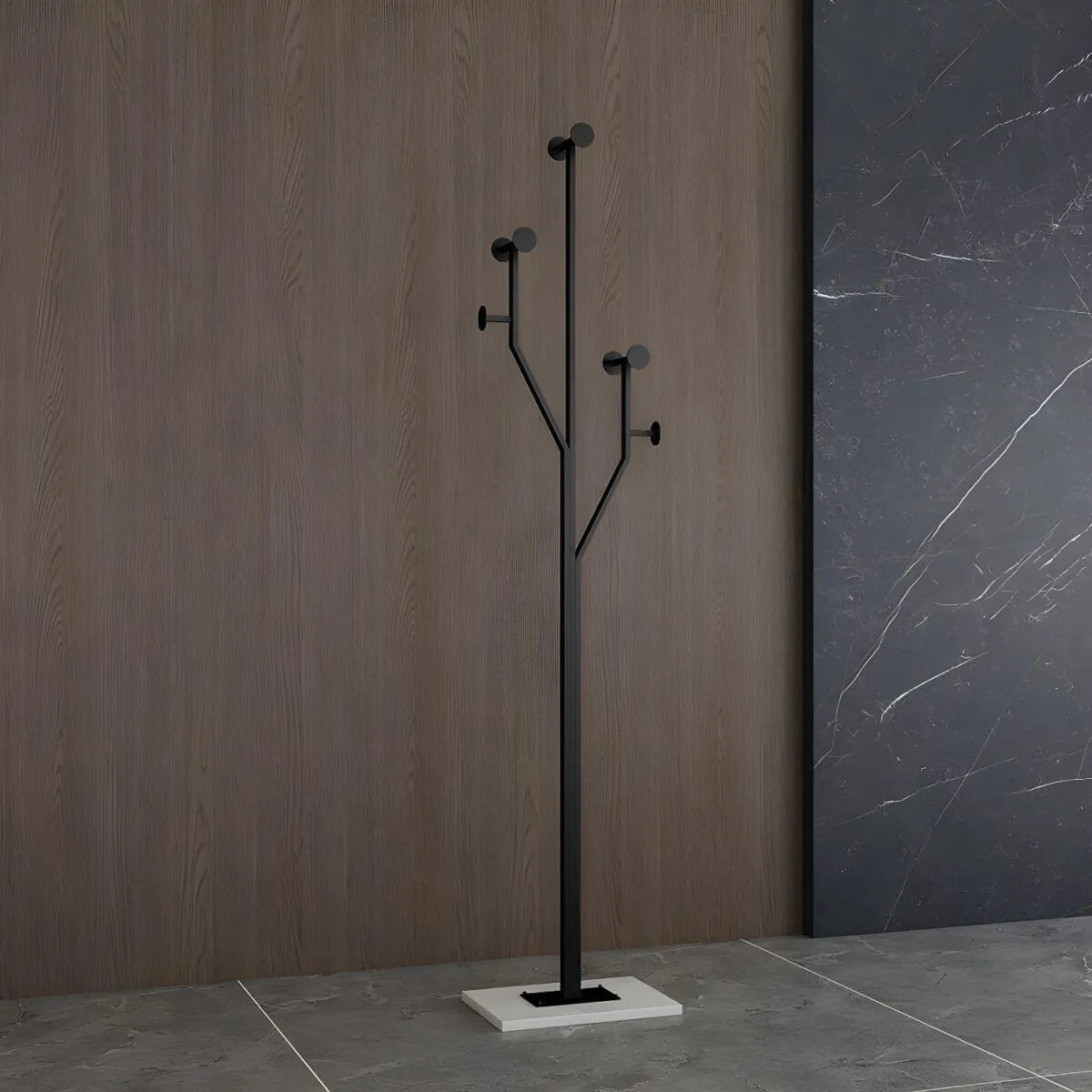 Glam Metallic Branch-Style Coat Rack with Stone Base