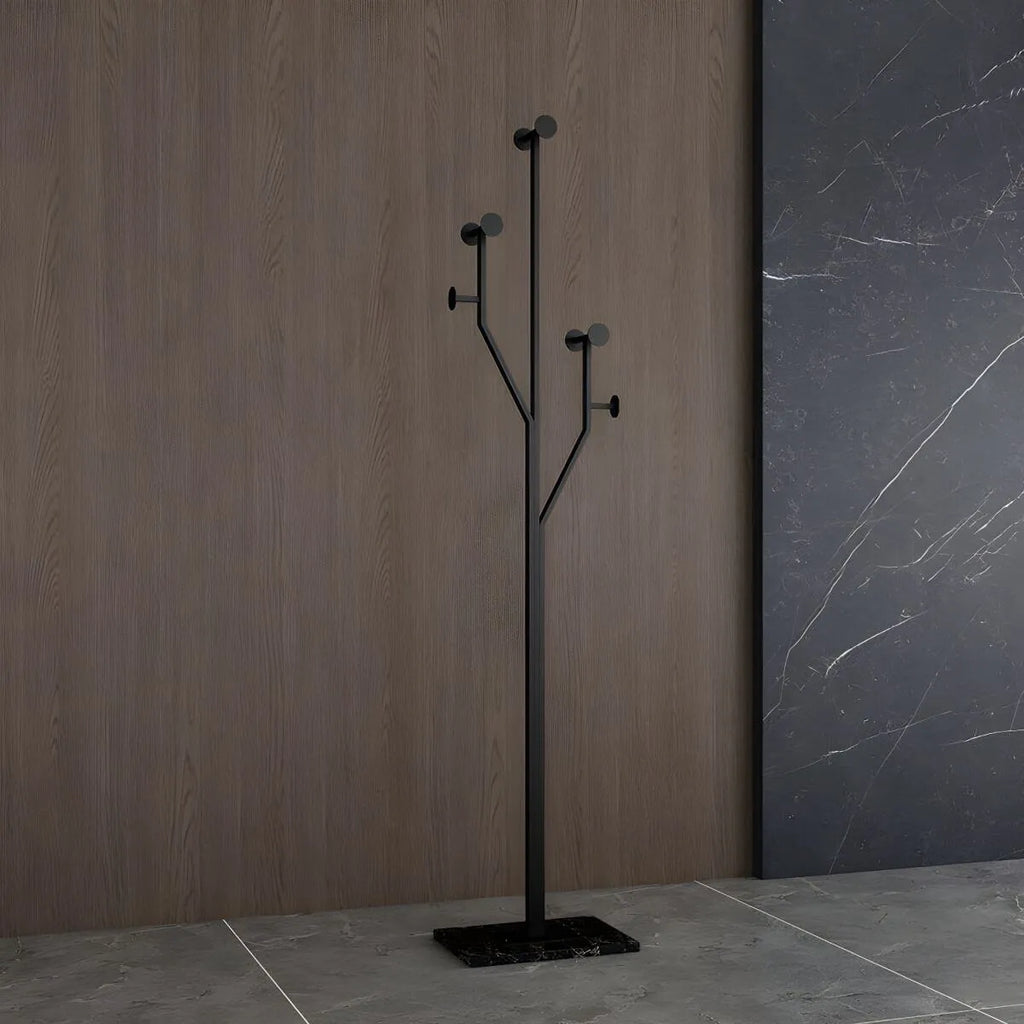 Glam Metallic Branch-Style Coat Rack with Stone Base