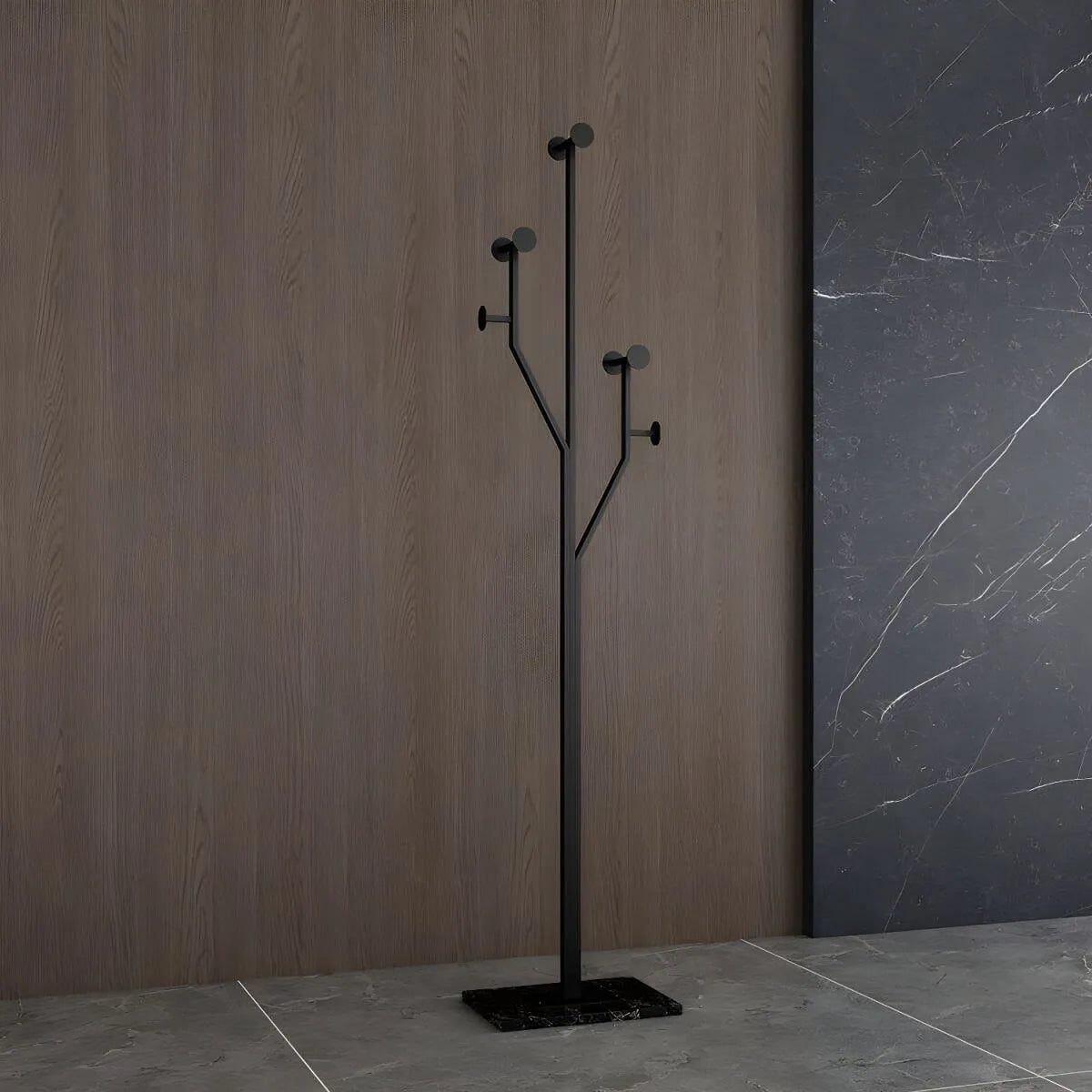 Glam Metallic Branch-Style Coat Rack with Stone Base