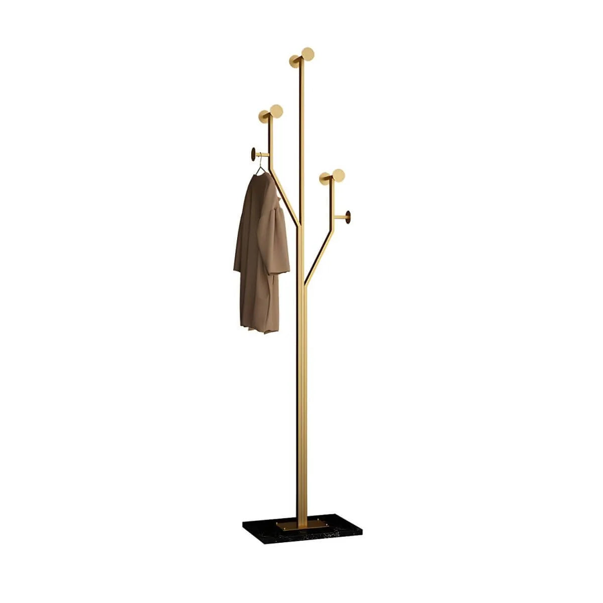 Glam Metallic Branch-Style Coat Rack with Stone Base