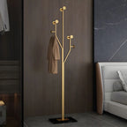 Glam Metallic Branch-Style Coat Rack with Stone Base