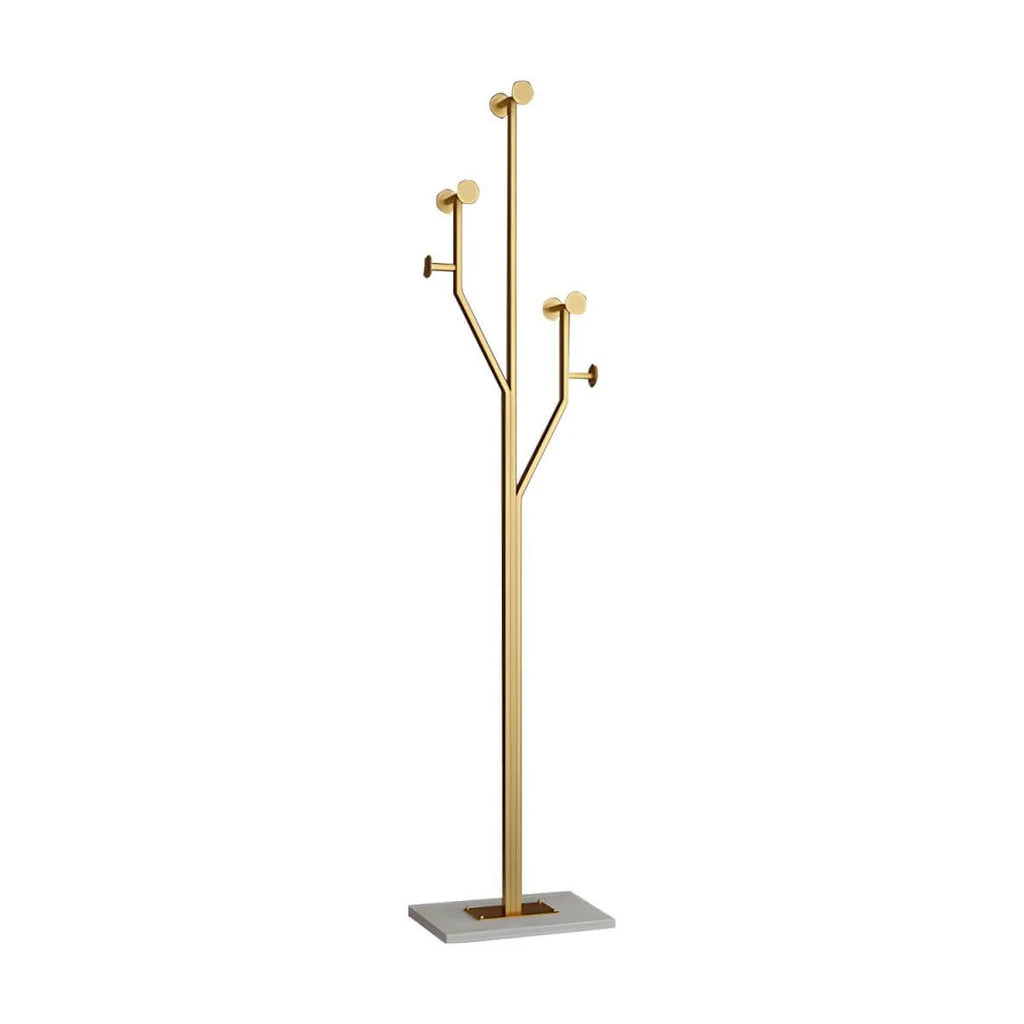 Glam Metallic Branch-Style Coat Rack with Stone Base