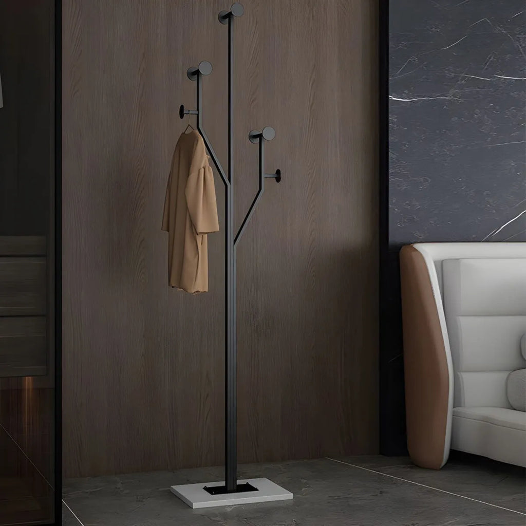 Glam Metallic Branch-Style Coat Rack with Stone Base