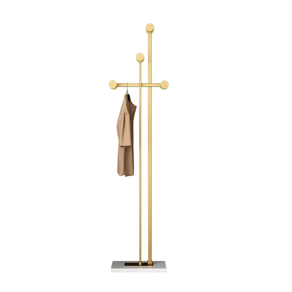 Glam Metallic Branch-Style Coat Rack with Stone Base