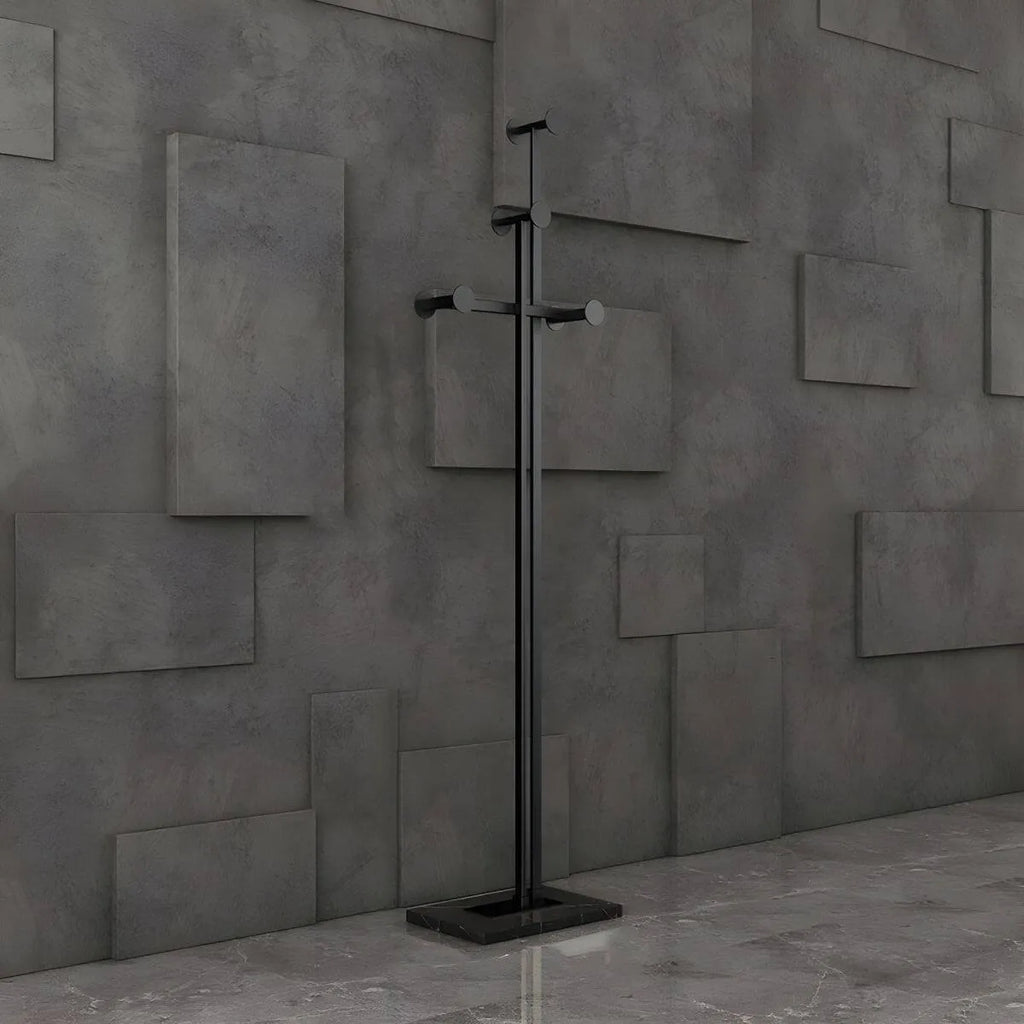 Glam Metallic Branch-Style Coat Rack with Stone Base