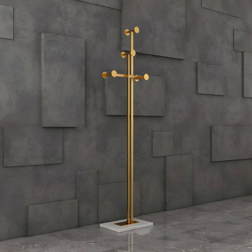 Glam Metallic Branch-Style Coat Rack with Stone Base