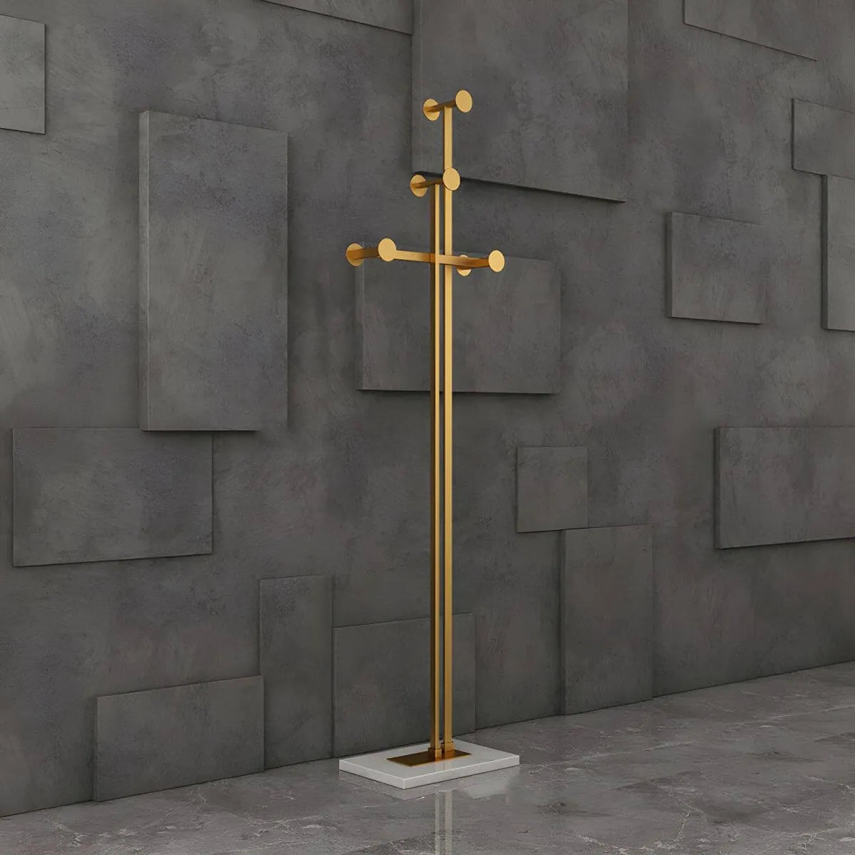 Glam Metallic Branch-Style Coat Rack with Stone Base