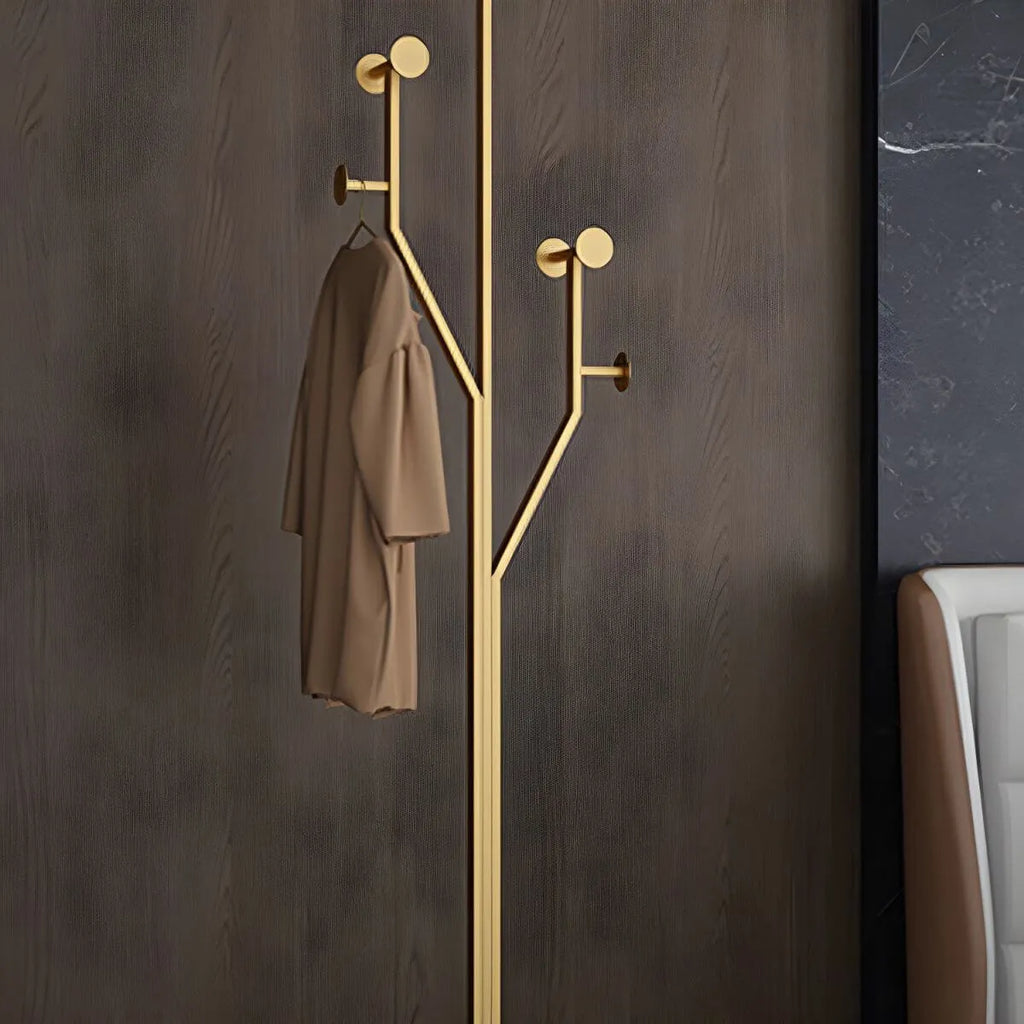 Glam Metallic Branch-Style Coat Rack with Stone Base