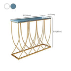 Glam Rectangular Console Table with Blue-Tinted Glass Top & Gold Iron Base Dimensions