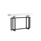 Glam Rectangular Marble Console Table with Metal Frame – Black & Gold