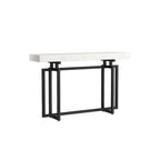 Glam Rectangular Marble Console Table with Metal Frame – Black & Gold