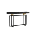 Glam Rectangular Marble Console Table with Metal Frame – Black & Gold