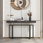 Glam Rectangular Marble Console Table with Metal Frame – Black & Gold Main Product Image