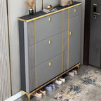 Glam Shoe Storage Cabinet in Dark Grey & White with Adjustable Shelves