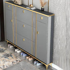 Glam Shoe Storage Cabinet in Dark Grey & White with Adjustable Shelves