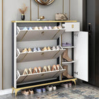 Glam Shoe Storage Cabinet in Dark Grey & White with Adjustable Shelves