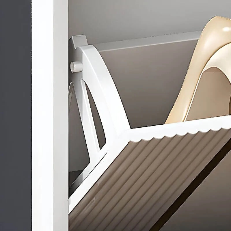 Glam Shoe Storage Cabinet in Dark Grey & White with Adjustable Shelves