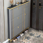 Glam Shoe Storage Cabinet in Dark Grey & White with Adjustable Shelves