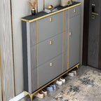 Glam Shoe Storage Cabinet in Dark Grey & White with Adjustable Shelves
