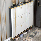 Glam Shoe Storage Cabinet in Dark Grey & White with Adjustable Shelves