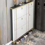 Glam Shoe Storage Cabinet in Dark Grey & White with Adjustable Shelves