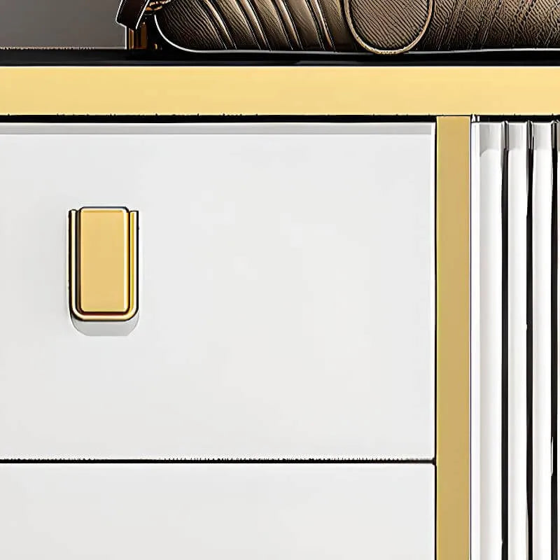 Glam Shoe Storage Cabinet in Dark Grey & White with Adjustable Shelves