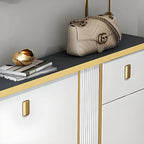 Glam Shoe Storage Cabinet in Dark Grey & White with Adjustable Shelves