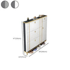 Glam Shoe Storage Cabinet in Dark Grey & White with Adjustable Shelves Dimensions