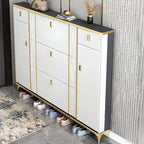 Glam Shoe Storage Cabinet in Dark Grey & White with Adjustable Shelves Main Product Image