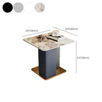 Glam Square Sintered Stone Side Table with Metal Pedestal Base Dimensions
