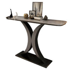Glam Stone Top Console Table with Abstract Iron Base