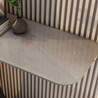 Glam Stone Top Console Table with Abstract Iron Base