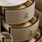 Glam-Style 3-Tier Drawer Storage Nightstand in Off-White Khaki Orange