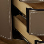 Glam-Style 3-Tier Drawer Storage Nightstand in Off-White Khaki Orange