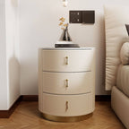 Glam-Style 3-Tier Drawer Storage Nightstand in Off-White Khaki Orange