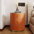 Glam-Style 3-Tier Drawer Storage Nightstand in Off-White Khaki Orange