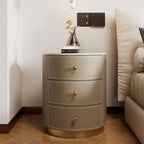 Glam-Style 3-Tier Drawer Storage Nightstand in Off-White Khaki Orange