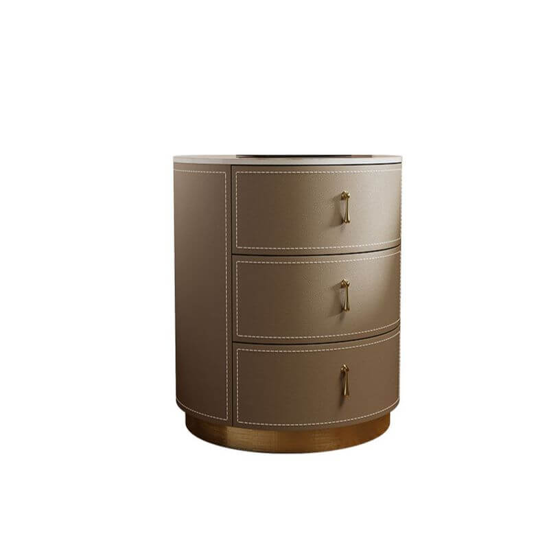 Glam-Style 3-Tier Drawer Storage Nightstand in Off-White Khaki Orange
