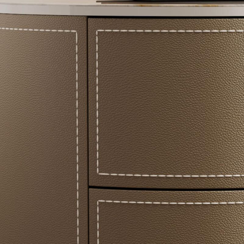 Glam-Style 3-Tier Drawer Storage Nightstand in Off-White Khaki Orange