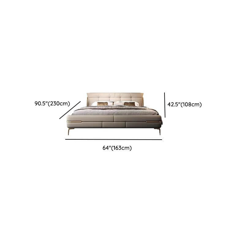 Glam Upholstered Air Pressure Bed with Storage in Grey Dimensions
