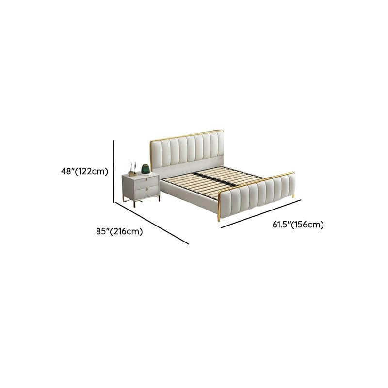 Glam Upholstered Panel Bed in Grey with Headboard Dimensions