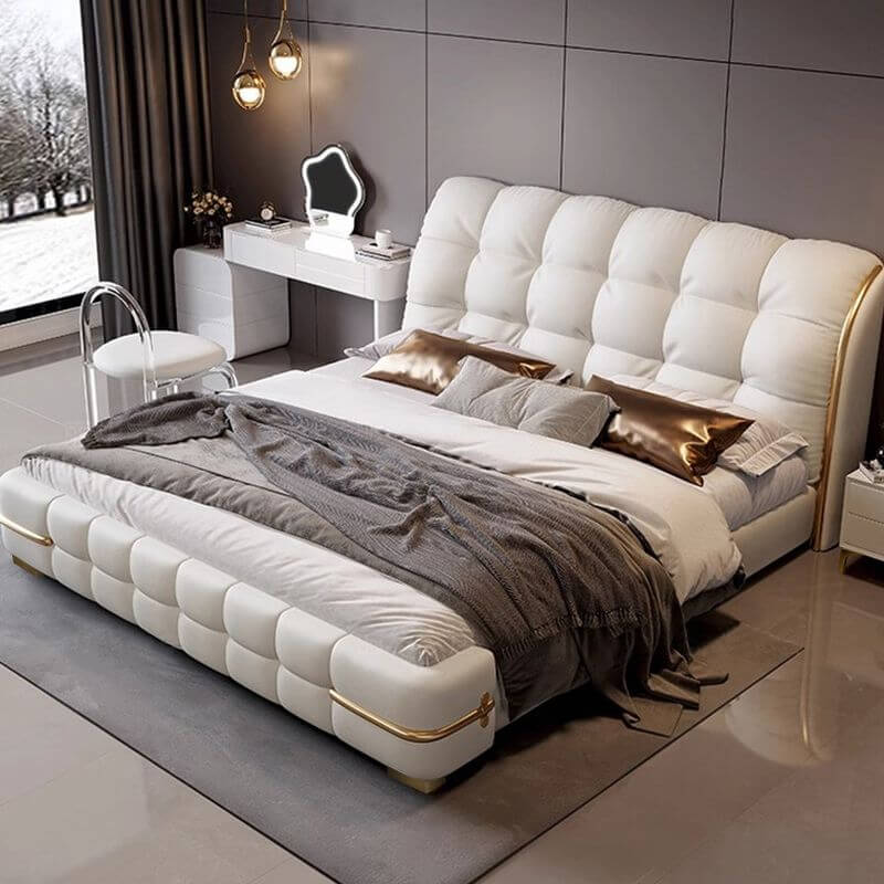 Glam Upholstered Storage Bed with Tufted Headboard and Lift-Up Base