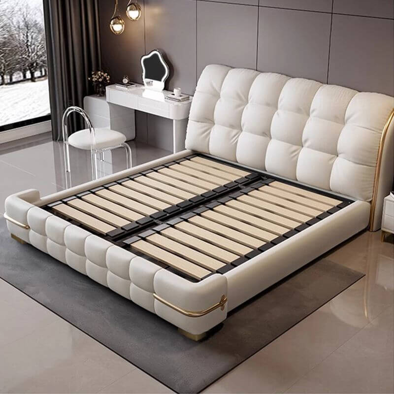 Glam Upholstered Storage Bed with Tufted Headboard and Lift-Up Base