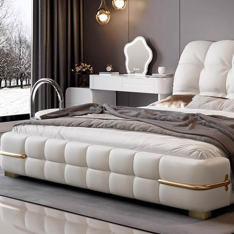 Glam Upholstered Storage Bed with Tufted Headboard and Lift-Up Base
