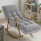 Glam Upholstered Tufted Recliner Rocking Chair with Faux Leather