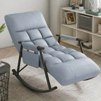 Glam Upholstered Tufted Recliner Rocking Chair with Faux Leather