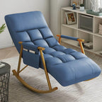 Glam Upholstered Tufted Recliner Rocking Chair with Faux Leather