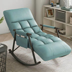 Glam Upholstered Tufted Recliner Rocking Chair with Faux Leather